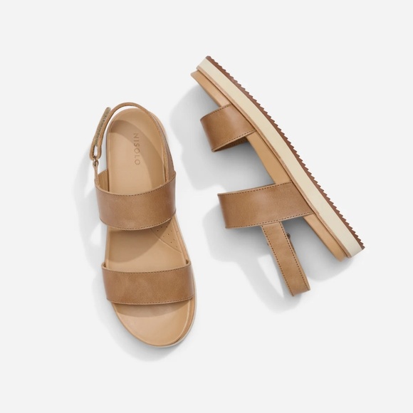 Anthropologie Nisolo Women's Tan Leather Go-To  'Flatform' Sandals Size 8.5 - Picture 3 of 15